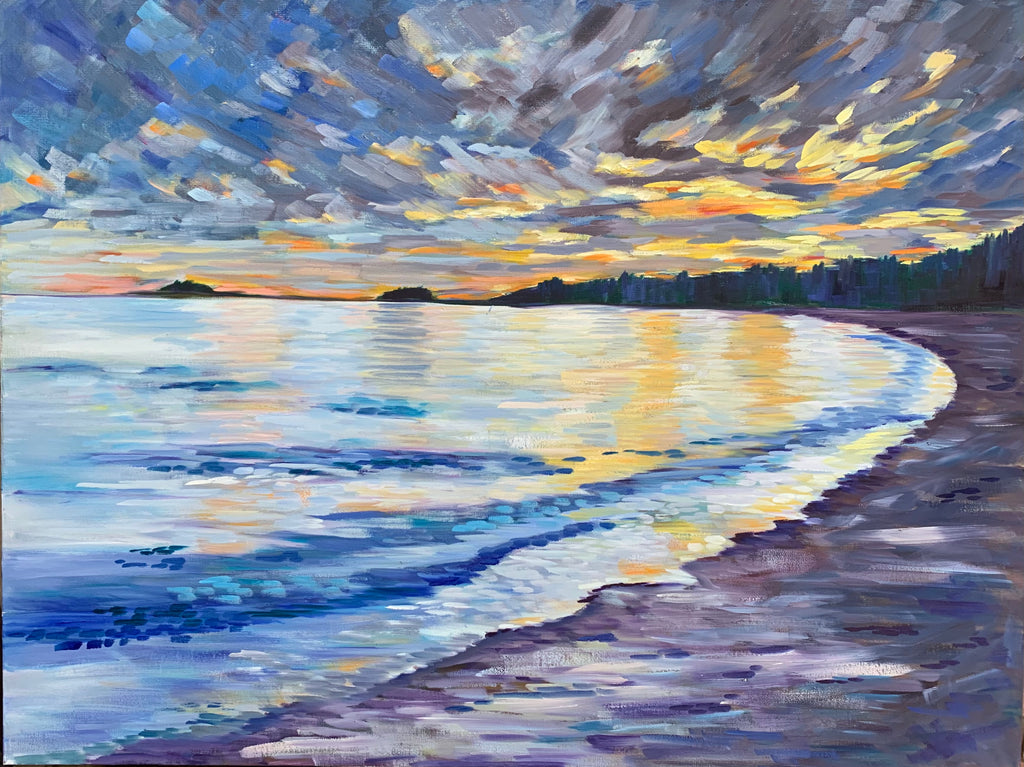 Beautiful sunset on Georgian bay oil painting 
